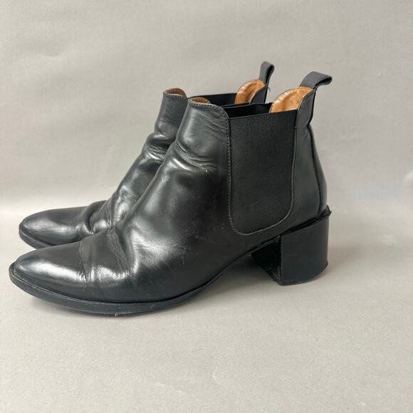 Everlane The Heel Boot block heel ankle smooth leather bootie in Black size 11 - Picture 2 of 16